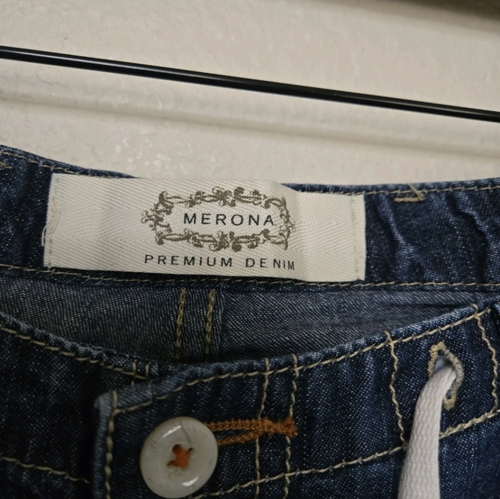 Merona Y2K Style Dark Wash Blue Denim Long Shorts Size XS - Picture 2 of 9